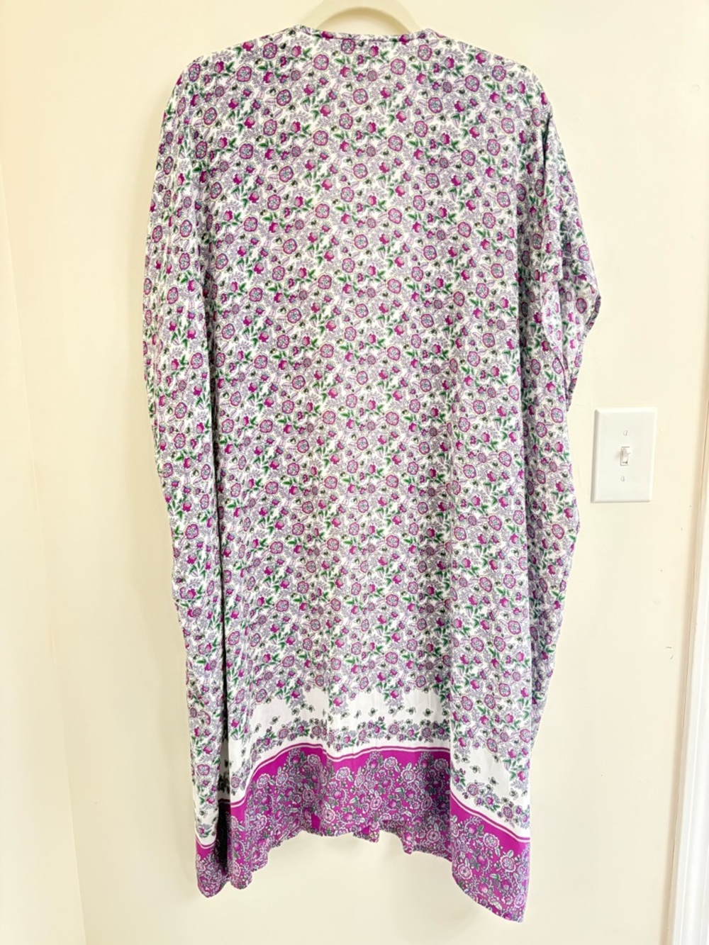 LOFT Fuchsia Floral Kimono Duster M/L Boho Open Front Lightweight‎ Cover Up Wrap - Picture 5 of 10